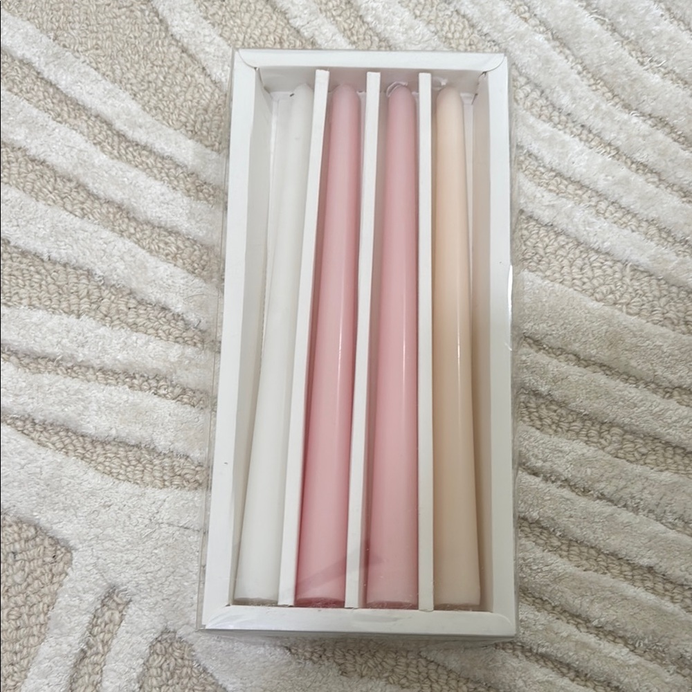 Elegant Pink and Cream Taper Candles
